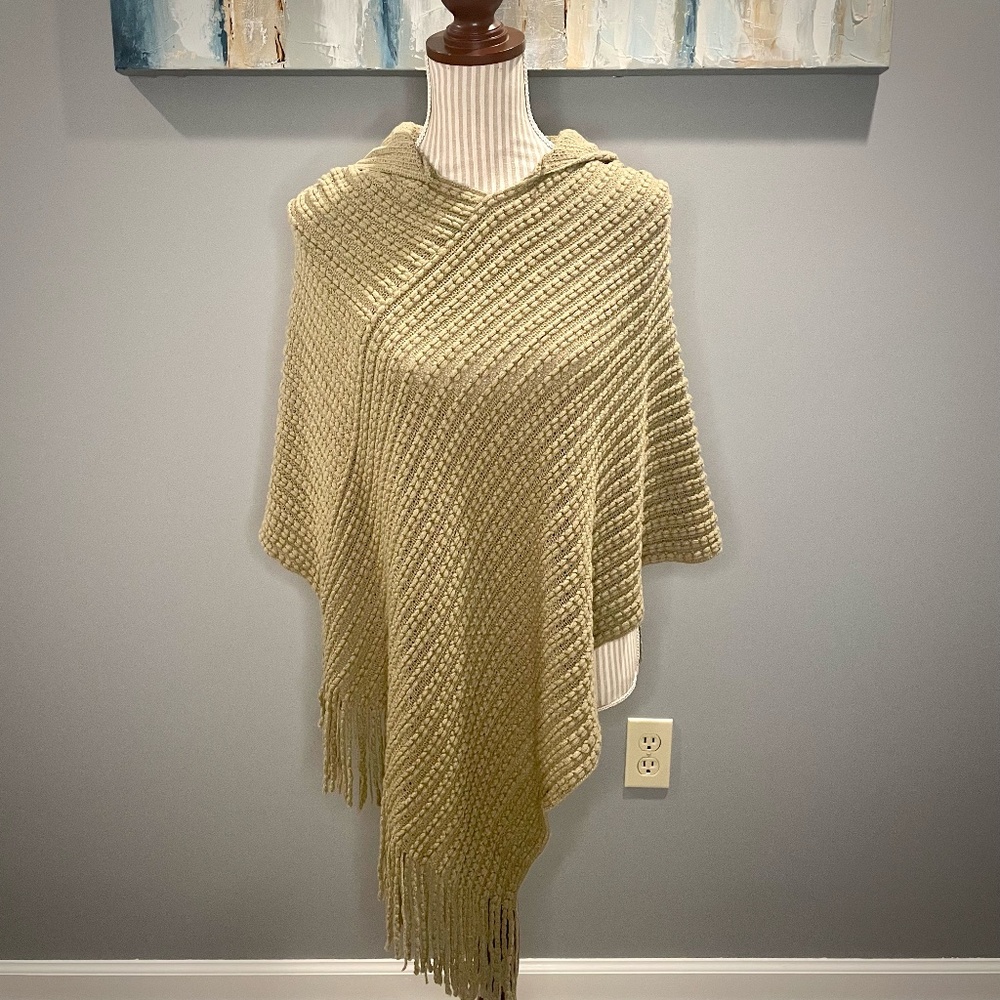 Earthbound Trading | Brown Fringe Knit Hooded Poncho